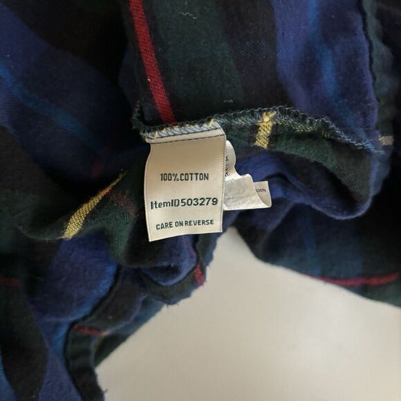 Vintage LL Bean Flannel Cotton Blue Plaid Nightgown Shirt Dress Womens M Prairie - Picture 6 of 8